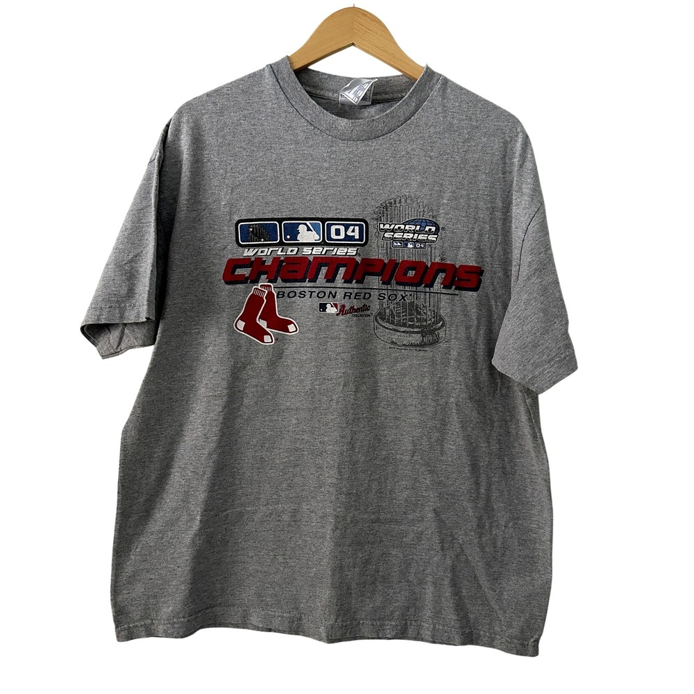 Alstyle Boston Red Sox T-Shirt Mens XL Grey Vintage‎ 2004 World Series Champions